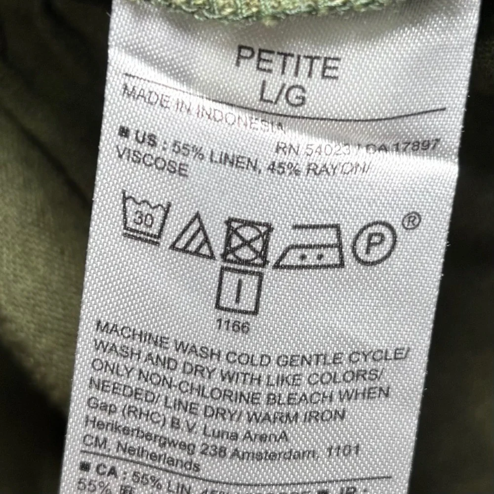 Banana‎ Republic Olive Green Linen Blend Utility Romper Large Petite LP